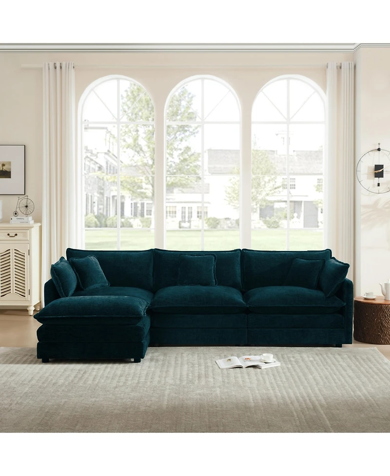 Boyel Living Free Combination Comfy Upholstery Modular Sectional Sofa With Reversible Ottoman