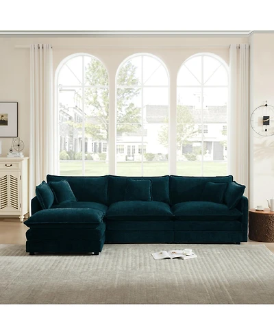 Boyel Living Free Combination Comfy Upholstery Modular Sectional Sofa With Reversible Ottoman