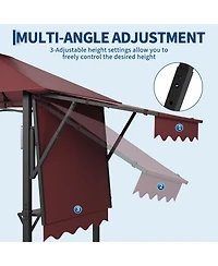 homfan Heavy Duty 8x5 Ft Bbq Grill Gazebo with Arched Roof, Double Folding Doors and Iron Frame for Outdoor Cooking, Lawn, Garden