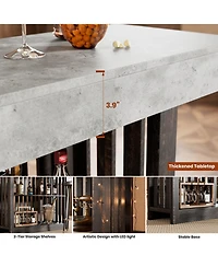 homfan Bar Table with Grille Storage Shelf, Counter Height Dining Table for Kitchen Living Room