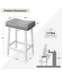 homfan 30-Inch Set of 4 Saddle Bar Stools Counter Height Metal Frame Kitchen Island Bar Chairs with Footrest for Home Bar