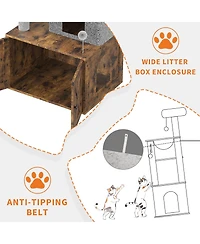 homfan Cat Tree with Litter Box Enclosure Large, Multilevel Play House Condo, Spacious Hammock, Cozy Top Perch, Scratching Post & Balls