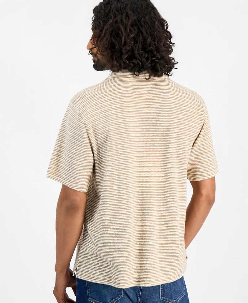 Sun + Stone Men's Short-Sleeve Wave Textured Camp Collar Shirt, Macy's Exclusive