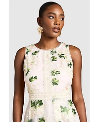 Coast Women's Embroidered Mesh Lace Skirted Midi Dress