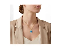 Rachel Glauber 14K Gold Plated Sparkling Hamsa Opal and Cz Halo Necklace
