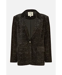 Yumi Women's Velvet Sparkle Oversize Blazer