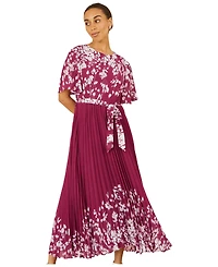 Yumi Women's Short Sleeve Pleated Midi Dress