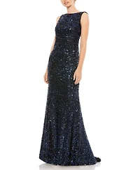 Mac Duggal Women's Embellished Faux Wrap Flutter Sleeve Dress
