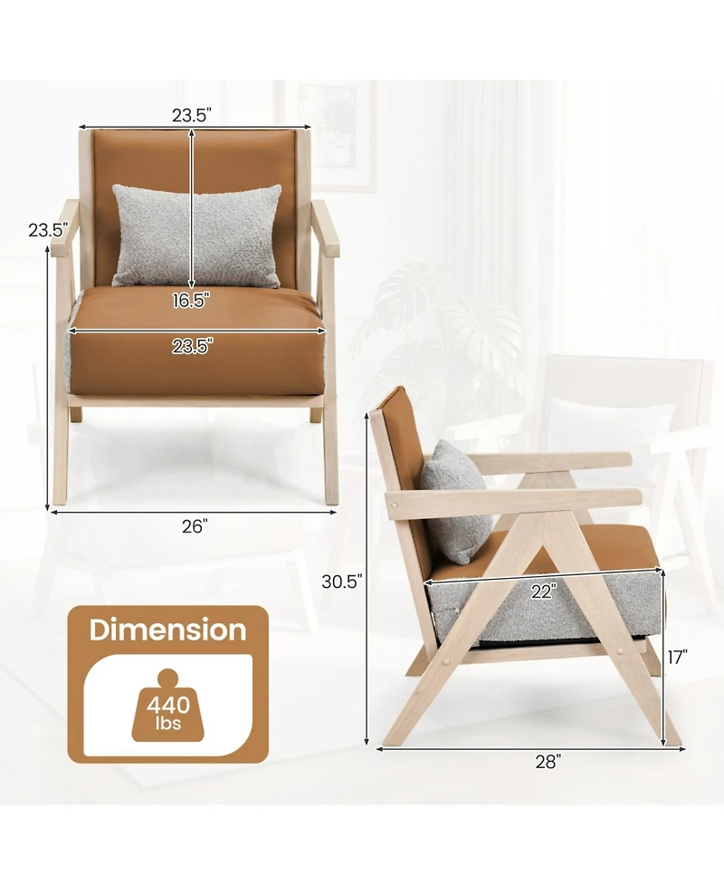 Slickblue Modern Accent Chair with Rubberwood Frame and Upholstery