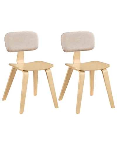 Slickblue Set of 2 Dining Chairs Teddy Velvet Backrest Solid Rubber Wood Frame