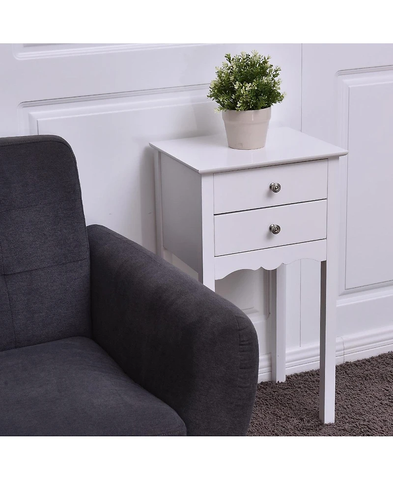 Gymax 2 piece Side Table End Accent Table Night Stand with 2 Drawers
