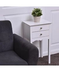 Gymax 2 piece Side Table End Accent Table Night Stand with 2 Drawers