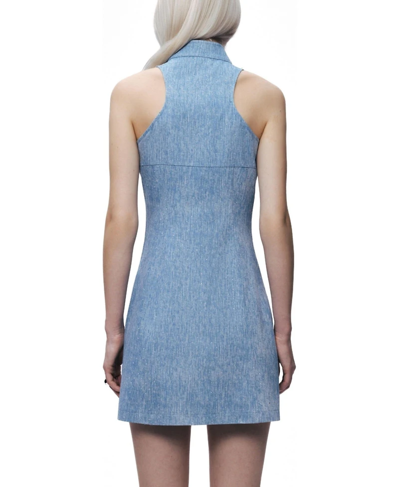 Nocturne Women's Pocket and Stone Detail Halter neck Mini Dress