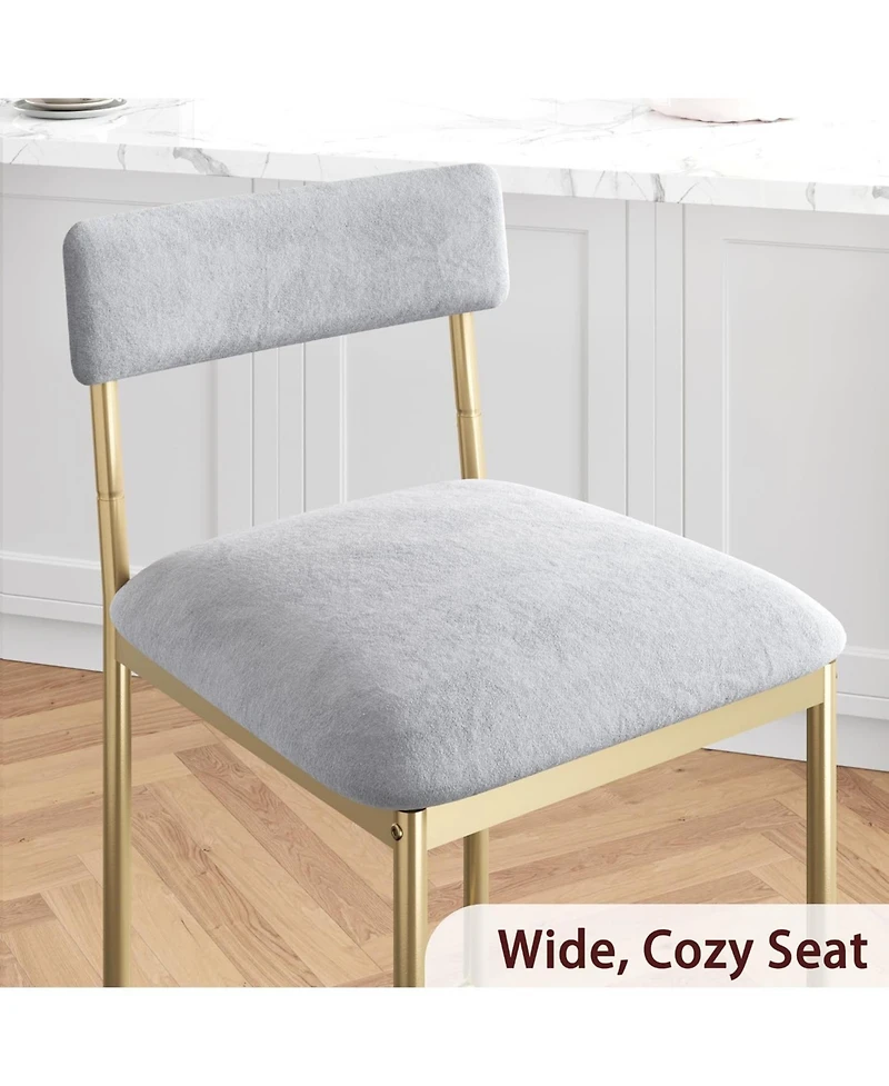 homfan Set of 6 25.5 Inch Counter Height Bar Stools with Velvet Cushion Seat and Gold Metal Frame