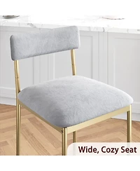 homfan Set of 6 25.5 Inch Counter Height Bar Stools with Velvet Cushion Seat and Gold Metal Frame
