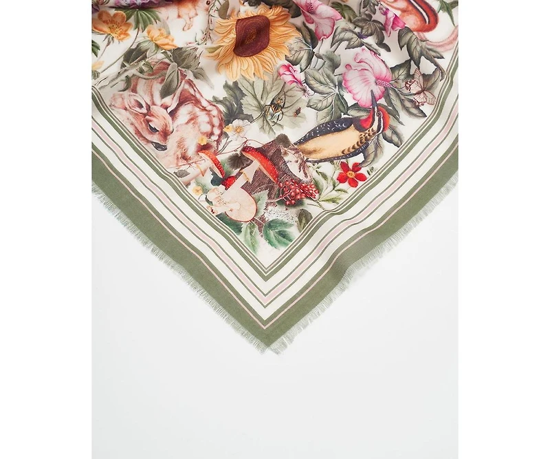 Fable England Women's Botanical Large Rectangle Scarf