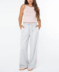 Celebrity Pink Women's Wide-Leg Bow-Detail Track Pants
