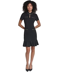 Karl Lagerfeld Paris Women's Brooch Scuba Crepe Sheath Dress