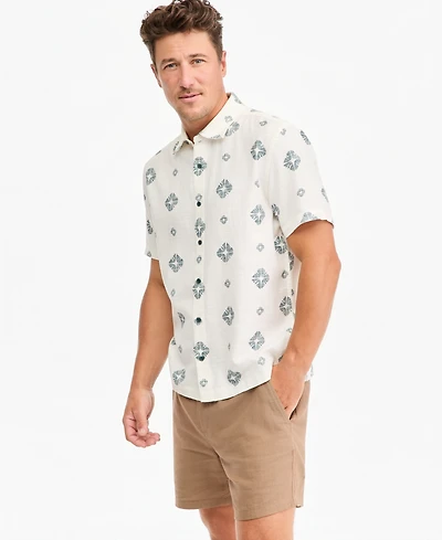 Sun + Stone Men's Short-Sleeve Geometric Cotton Button-Up Shirt, Macy's Exclusive