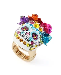 Betsey Johnson Faux-Stone Sugar Skull Cocktail Ring