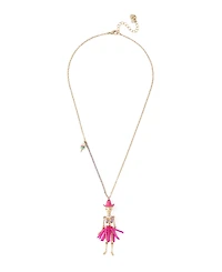 Betsey Johnson Imitation Pearl Spooky Cowgirl Skeleton Pendant Necklace
