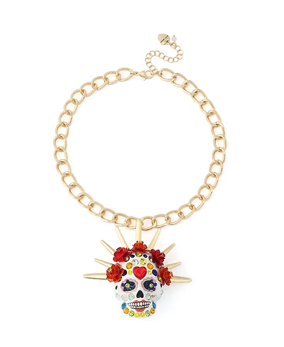Betsey Johnson Faux-Stone Sugar Skull Bride Pendant Necklace