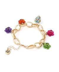 Betsey Johnson Faux-Stone Sugar Skull Charm Bracelet