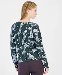 T Tahari Women's Long-Sleeve Leopard-Print Sweater