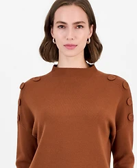 T Tahari Women's Dropped-Shoulder Mock Neck Pullover Sweater