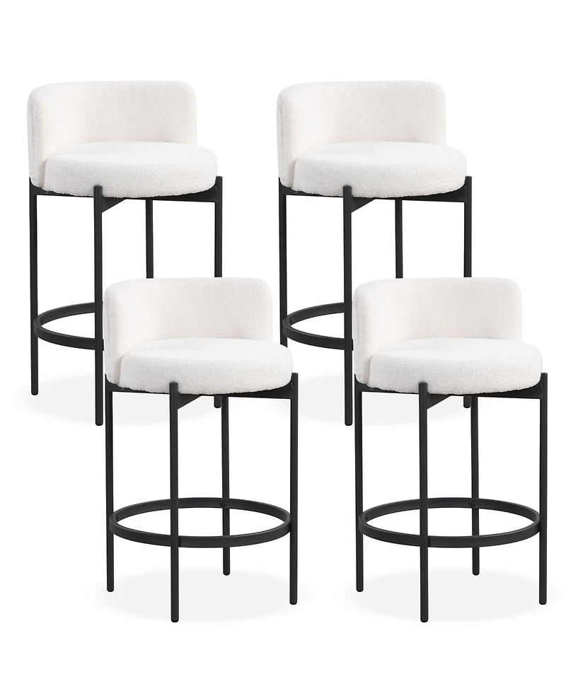 Slickblue Upholstered Boucle Counter Stools Set of 4 with Comfortable Curved Back