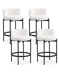 Slickblue Upholstered Boucle Counter Stools Set of 4 with Comfortable Curved Back