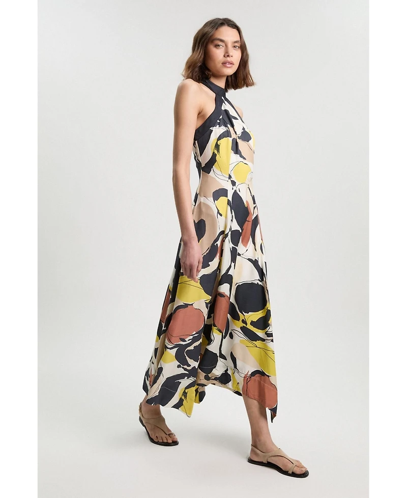 Karen Millen Women's Petite Abstract Print Halter Maxi Dress