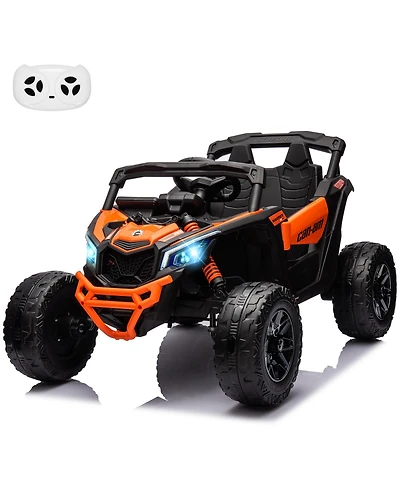 homfan Licensed All-Terrain Electric Ride-On Utv, Off-Road Toy Car with Remote Control, Large Seat, Led Lights, Fun for Boys and Girls