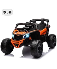 Homfan Licensed All Terrain Electric Ride On Utv Off Road Toy Car With Remote Control Large Seat Led Lights Fun For Boys Girls