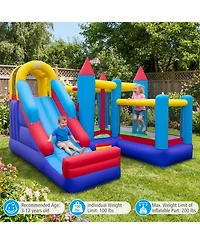Slickblue Kids Inflatable Bounce House with Slide, Play Area and Included 680W Blower