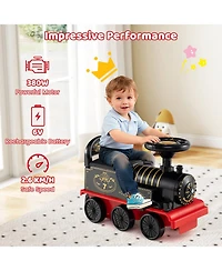 Slickblue Kids Ride On Train 6V 2 Seater Carriage Led Lights