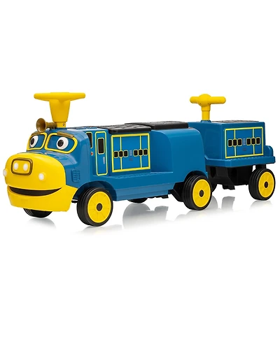 homfan 12V 2-Seater Electric Ride-On Train for Kids, Adjustable Seat, Storage Compartment, Music, Battery Powered Toddler Car