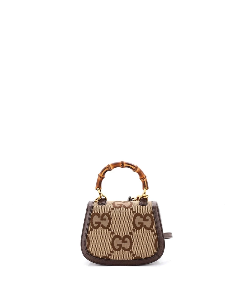 Pre-Owned Gucci Mini Bamboo 1947 Top Handle Bag Jumbo Gg Canvas