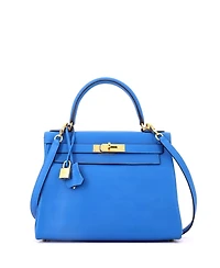 Pre-Owned HERMES Kelly 28 Handbag Evercolor with Gold Hardware