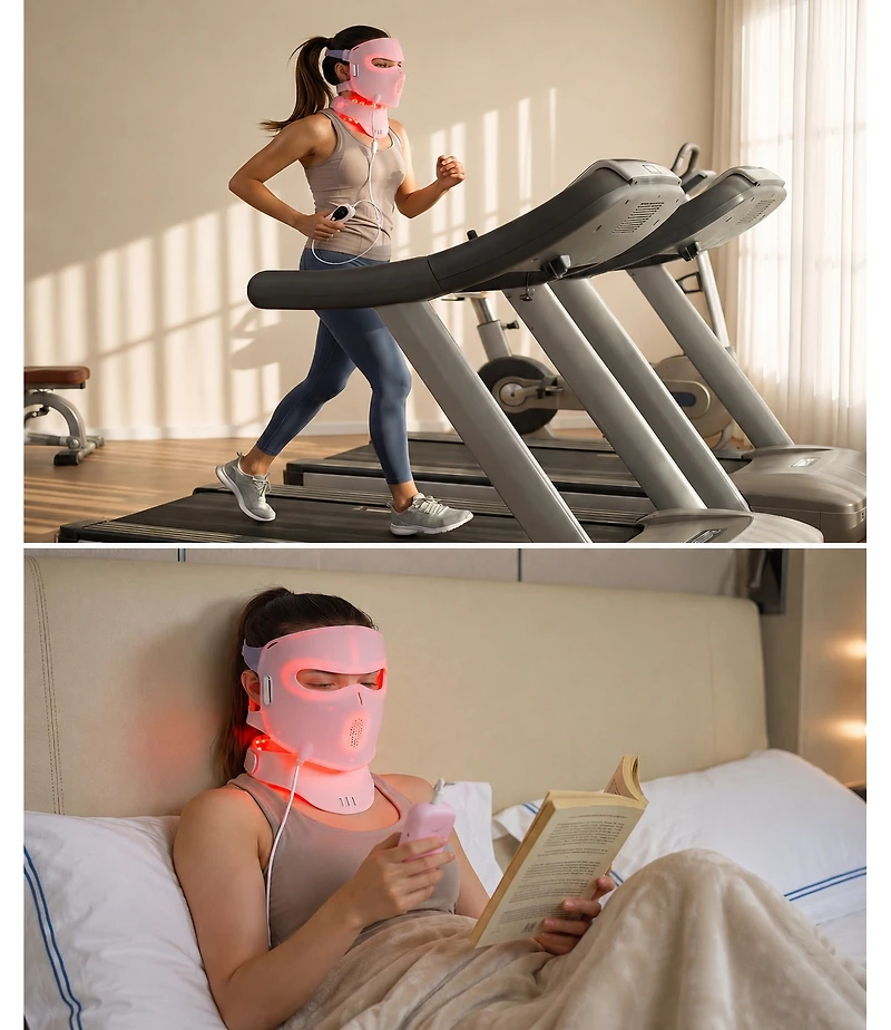 Lovery 4D Led Light Therapy Face and Neck Set with Multiple Wavelengths - Fda-Cleared Anti-Aging Skin Rejuvenation, Medical-Grade Silicone