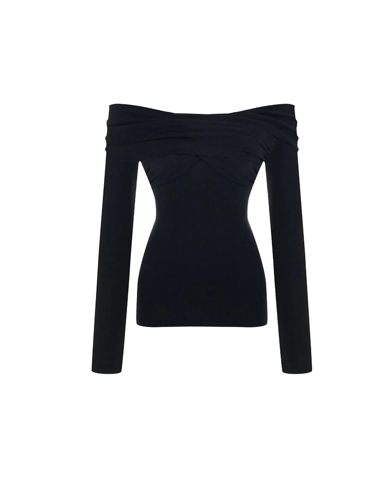 Pcfg Women's the Party Edit Rib Draped Long Sleeve Top