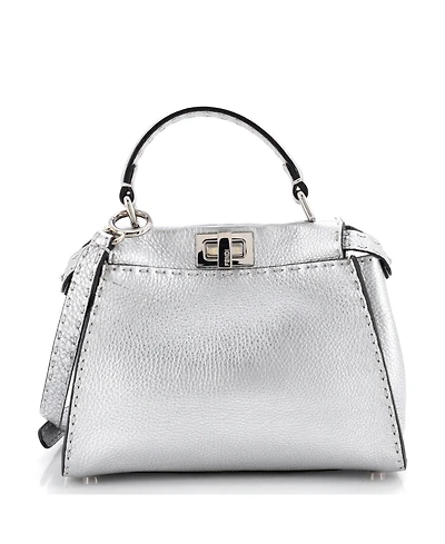 Pre-Owned Fendi Mini Selleria Peekaboo Bag Leather