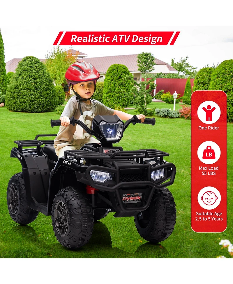 homfan 33.1 x 20.9 12.0 Inch Kids Electric Ride On Atv, 12V Battery Powered Quad with 3 Mph Speed, 4-Wheeler for Outdoor Adventure Play