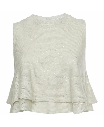 Pre-Owned Brunello Cucinelli Women's Sequin-Embellished Tiered Knit Top