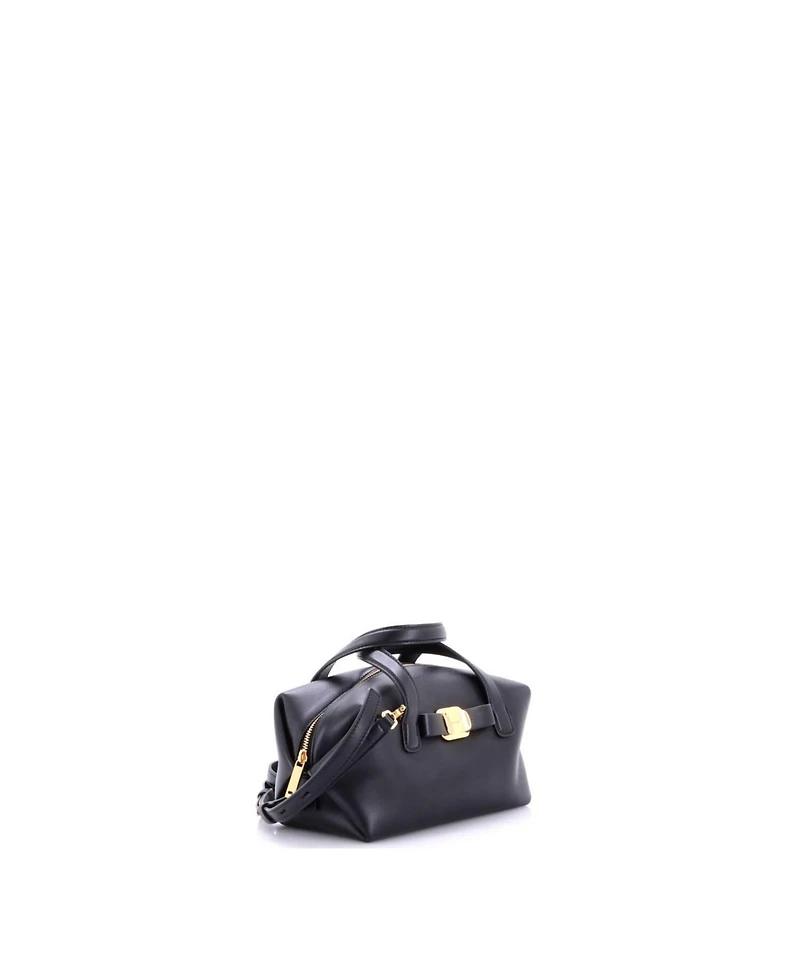 Pre-Owned Salvatore Ferragamo Mini Vara Plate Convertible Bowling Bag Leather