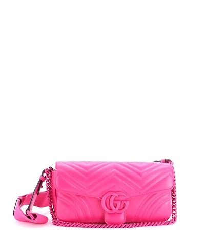 Pre-Owned Gucci Medium Gg Marmont Monochrome Flap Bag Matelasse Leather