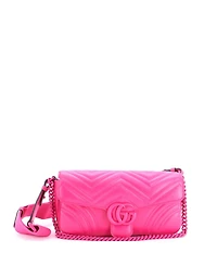 Pre-Owned Gucci Medium Gg Marmont Monochrome Flap Bag Matelasse Leather