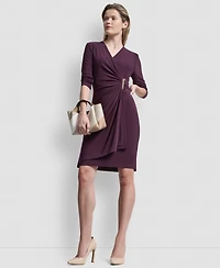 Dkny Women's V-Neck Faux Wrap Dress
