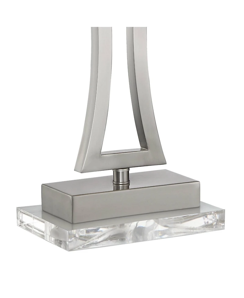 360 Lighting Roxie Modern Table Lamps Set of 2 with Clear Acrylic Risers 31" Tall Brushed Nickel Rectangular Shade for Bedroom Living Room