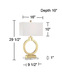 360 Lighting Lauren Modern Table Lamps Set of 2 with Clear Risers 28 1/2" Tall Usb Charging Port Rectangular Shade for Bedroom Living Room